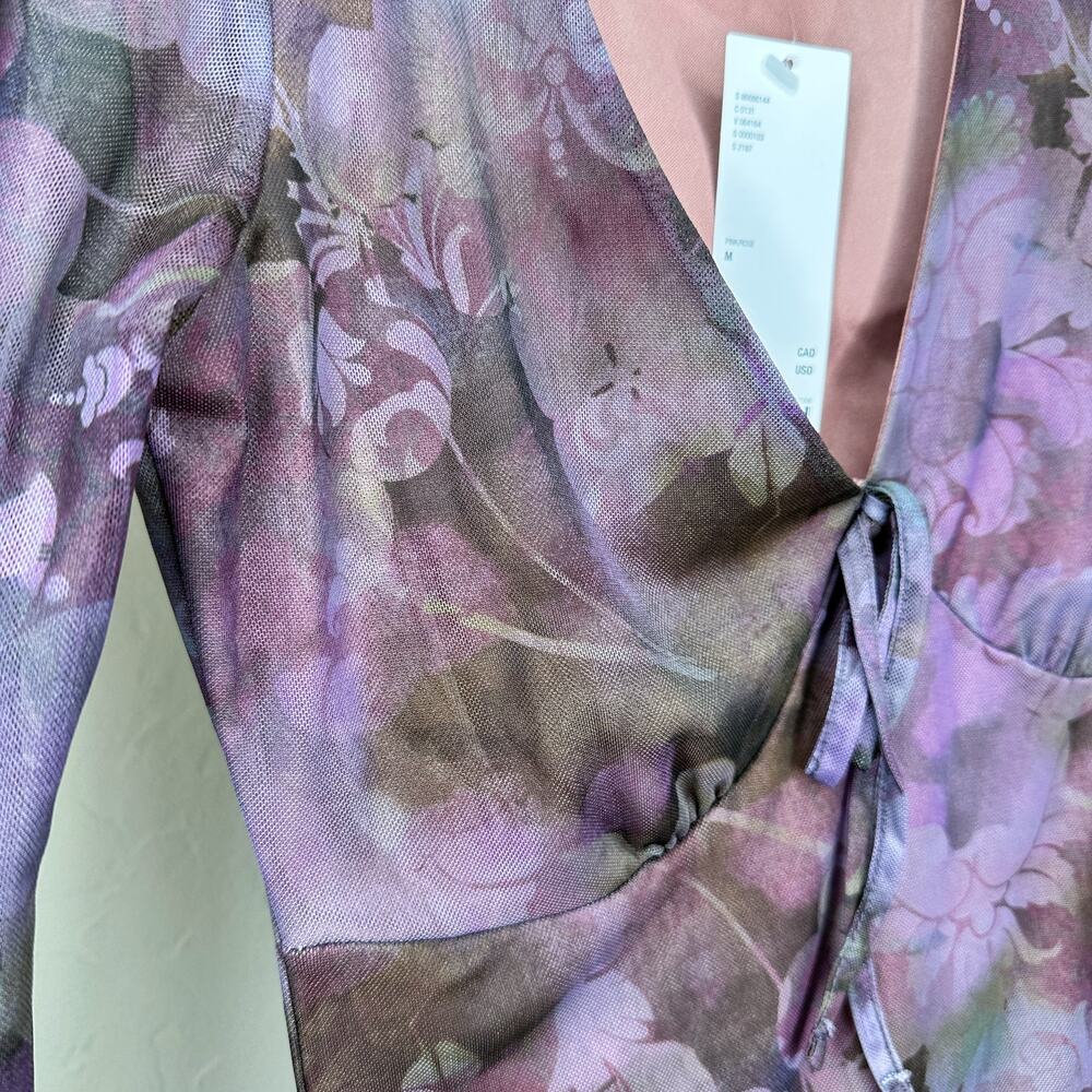 NWT Urban Outfitters Eva Floral Printed Mesh Playsuit Romper Mini Dress Medium - Picture 6 of 15